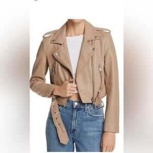Pistola Tracy Cropped Faux Leather Moto Jacket in Latte Size Small